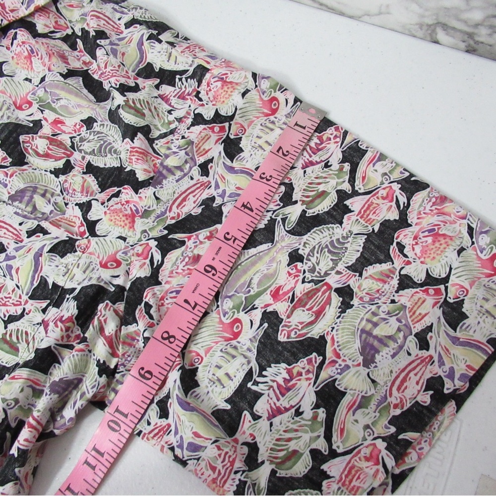 Fish Print Hawaiian Short Sleeve Button Down Shirt Size XL - Picture 12 of 13